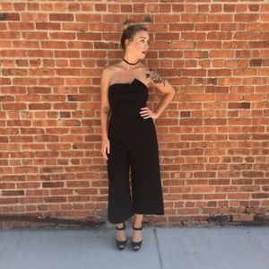 Cropped strapless jumpsuit